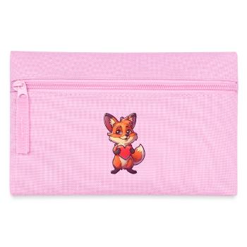 Adorable Fox Holding Heart Cute Animal - Pencil Case - pink - Front