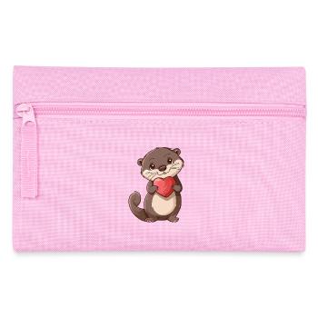 Adorable Otter Holding Heart Cute Animal Design - Federtasche - Rosa - Vorne