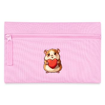Adorable Hamster Holding Heart Cute Animal Art - Federtasche - Rosa - Vorne