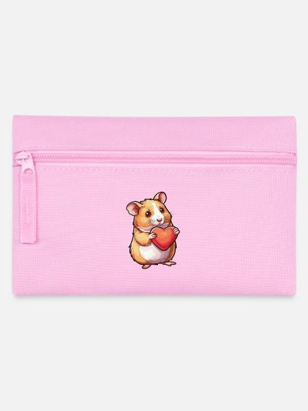 Adorable hamster tenant une illustration de coeur pour - Trousse - rose
