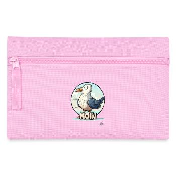 Funny seagull says "Moin" - Pencil Case - pink - Front