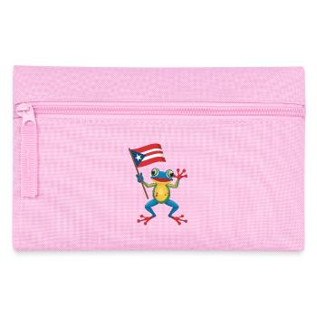 Puerto Rico Flag Coqui Frosch Mit Flagge - Federtasche - Rosa - Vorne