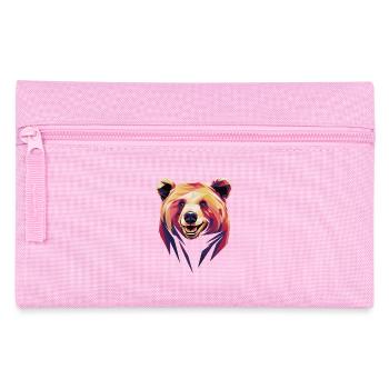 Bunter Polygonaler Bär Kopf Kunstwerk - Federtasche - Rosa - Vorne