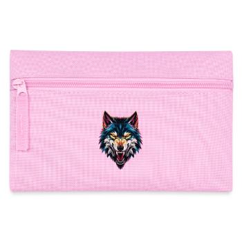 Tête de loup géométrique colorée - Trousse - rose - Devant