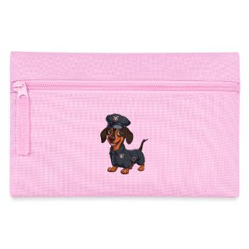 Teckel En Costumes Police - Trousse - rose - Devant