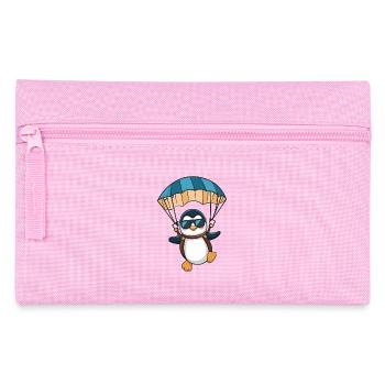 Cool penguin with parachute - Pencil Case - pink - Front