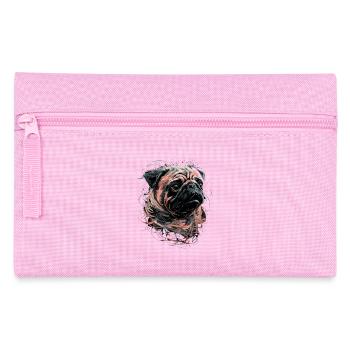 Pug Drawing Abstract Animal Illustration - Pencil Case - pink - Front