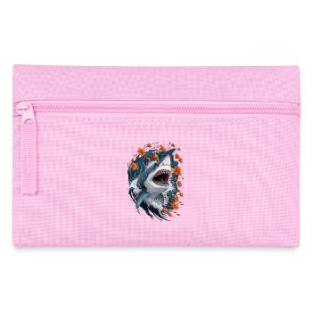 Shark with flowers and waves illustration - Pencil Case - pink - Front