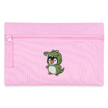 Penguin in Crocodile Costume - Pencil Case - pink - Front