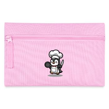 Cooking penguin with pan and knife - Pencil Case - pink - Front
