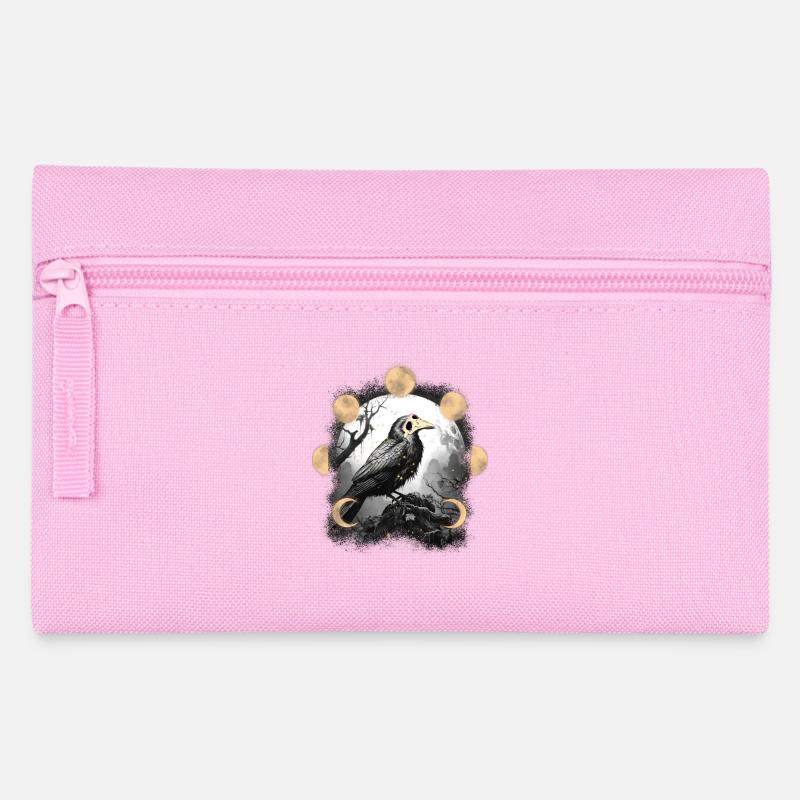Krähe Halloween Mittelalter Pest Mondphase Rabe - Federtasche - Rosa