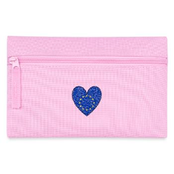 EU Flagge Herz Kunstdesign Europa Euro Brüssel - Federtasche - Rosa - Vorne