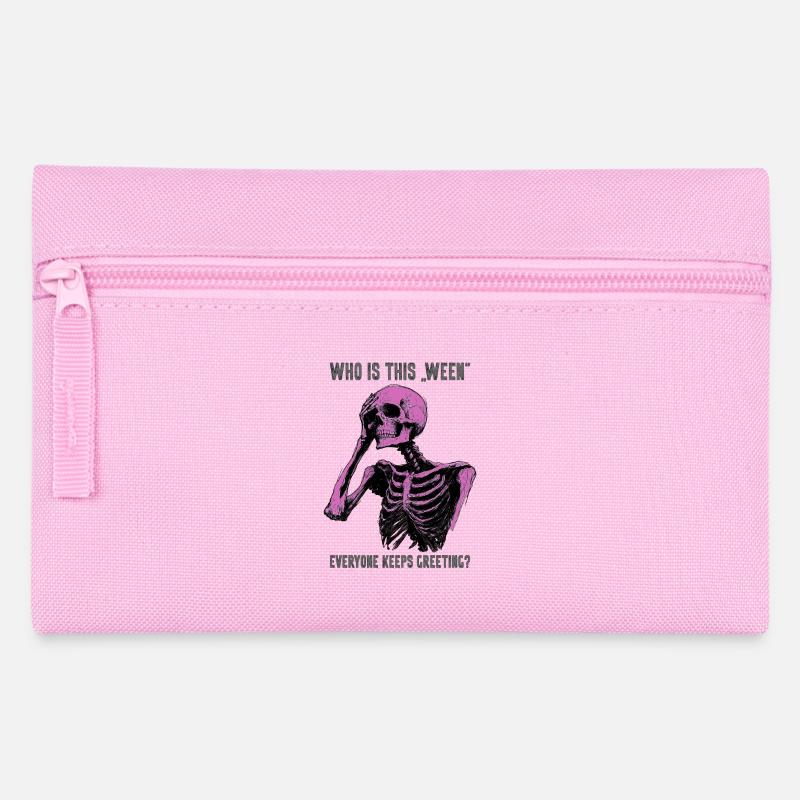 Funny Skeleton Halloween Meme Spooky Gift - Pencil Case - pink