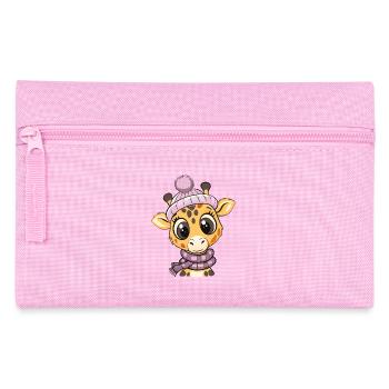 Cute giraffe with scarf and bobble hat. - Pencil Case - pink - Front