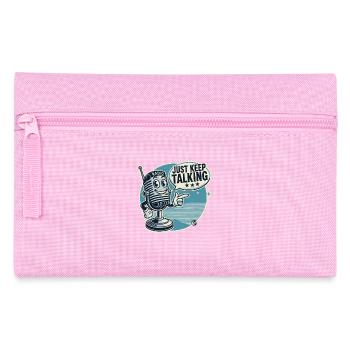 Vintage Cartoon Mikrofon, Reden Sie einfach weiter - Federtasche - Rosa - Vorne