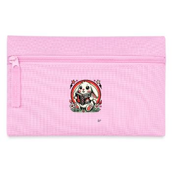 Cute bunny reading a book: Stay hardcore - Pencil Case - pink - Front