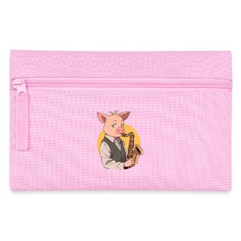 Saxophon Spieler Schwein - Federtasche - Rosa - Vorne
