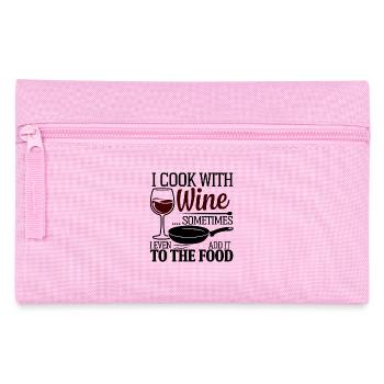 Je cuisine avec du vin Drôle Cuisine Chef Humour Design - Trousse - rose - Devant