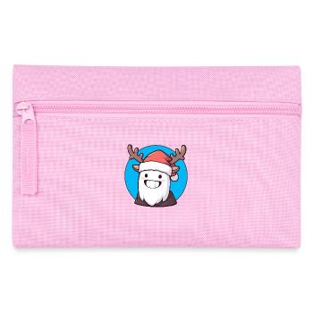 Christmas Yeti with Antlers and Santa Hat - Pencil Case - pink - Front