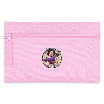 Housewife shyly holding a large eggplant - Pencil Case - pink - Front