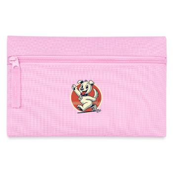 Chien de dessin animé rétro se promène - Trousse - rose - Devant
