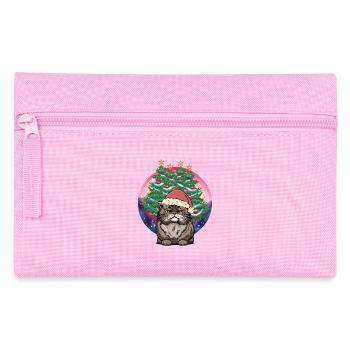 Christmas Katze Nikolaus Weihnachtsmann Xmas Santa - Federtasche - Rosa - Vorne