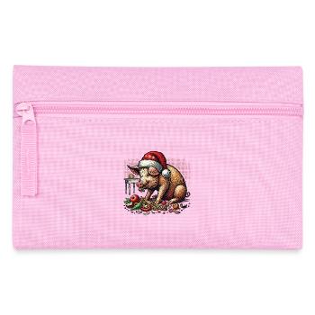 Greedy Christmas Pig with Hat - Pencil Case - pink - Front