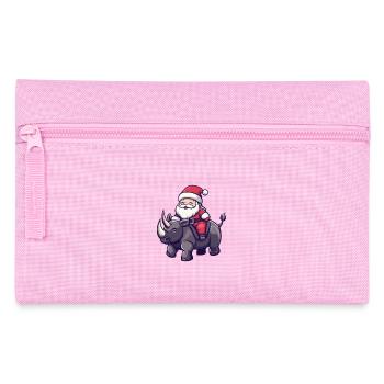 Rhino Santa Claus Cartoon - Pencil Case - pink - Front