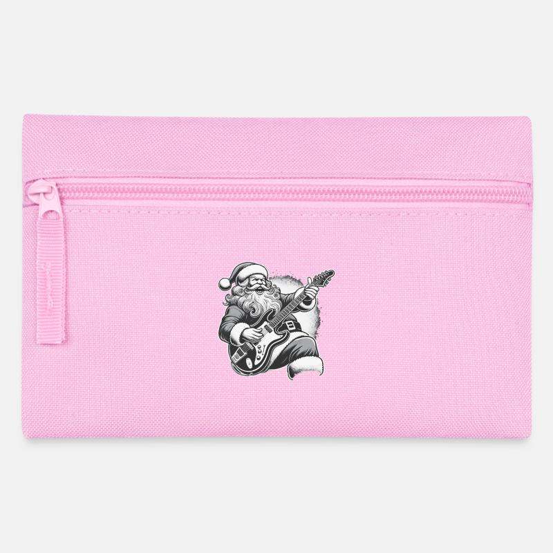 Rockender Weihnachtsmann Gitarre Spaß - Federtasche - Rosa