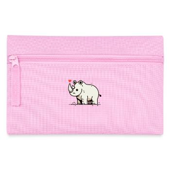 Lustiger, fröhlicher Cartoon-Nashorn - Federtasche - Rosa - Vorne