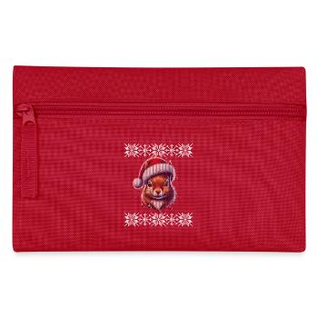 Weihnachtliches Eichhörnchen Mit Weihnachtsmütze - Federtasche - Rot - Vorne