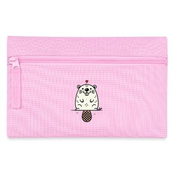 Liebe Herz und lustiger Biber - Federtasche - Rosa - Vorne