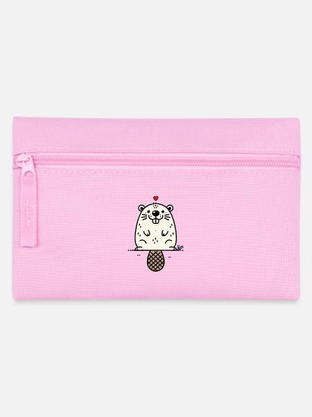 Liebe Herz und lustiger Biber - Federtasche - Rosa