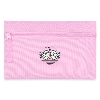 Liebesvögel mit Herz, verliebte Vögel der Liebe - Federtasche - Rosa - Vorne