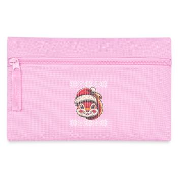 Cute Christmas squirrel with hat - Pencil Case - pink - Front