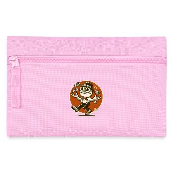 Fröhlicher Retro-Frosch jongliert mit Fischen - Federtasche - Rosa - Vorne