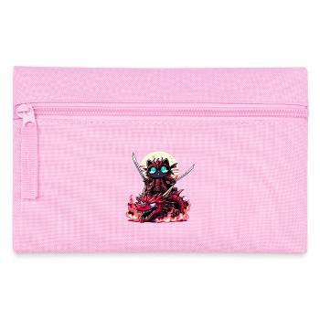 Chat samouraï avec épée sur dragon dans une bataille épique 3D - Trousse - rose - Devant