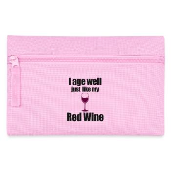 Wine Lover Foodie Quote - Pencil Case - pink - Front