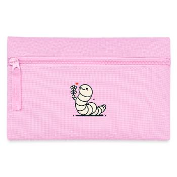 Ver drôle avec fleur - Trousse - rose - Devant