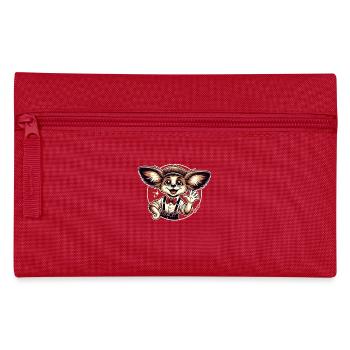 Lustiger Retro-Papillon-Hund - Federtasche - Rot - Vorne