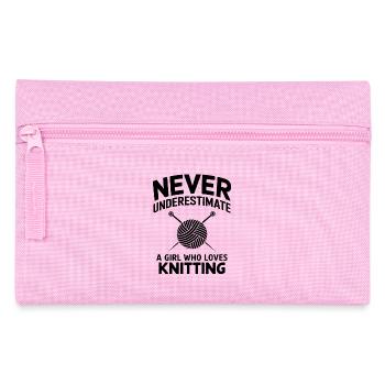 Knitting Saying Wool Funny Knitting Gift - Pencil Case - pink - Front