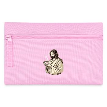 Jesus-Typ liebt Kaffee - Federtasche - Rosa - Vorne