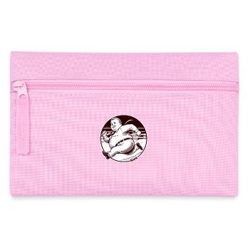 Pumelliger Retro-Mann beim Laufen - Federtasche - Rosa - Vorne