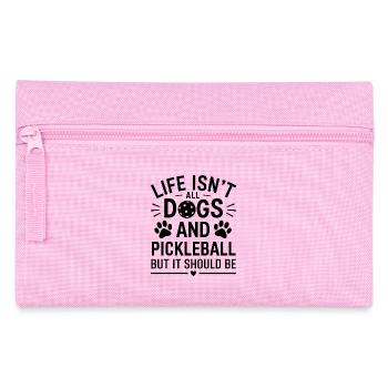 Pickleball Saying Dog Funny Pickleball Gift - Pencil Case - pink - Front