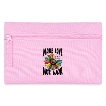 Make Love Not War Flower Power Hippie - Pencil Case - pink - Front