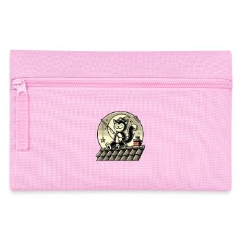Katze angelt Sterne auf dem Dach - Federtasche - Rosa - Vorne