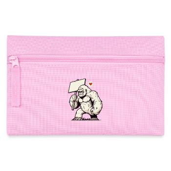 Gorille sauvage, votre texte sur une pancarte - Trousse - rose - Devant