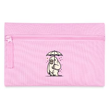 Sad gorilla with umbrella - Pencil Case - pink - Front