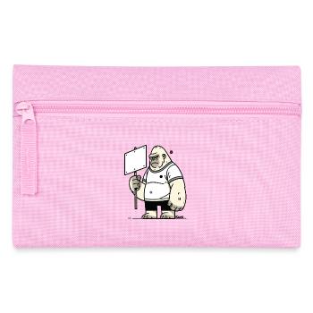 Gorilla with an empty sign: Your text here - Pencil Case - pink - Front