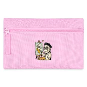 Kunst & Humor: Künstler Gorilla malt Banane - Federtasche - Rosa - Vorne